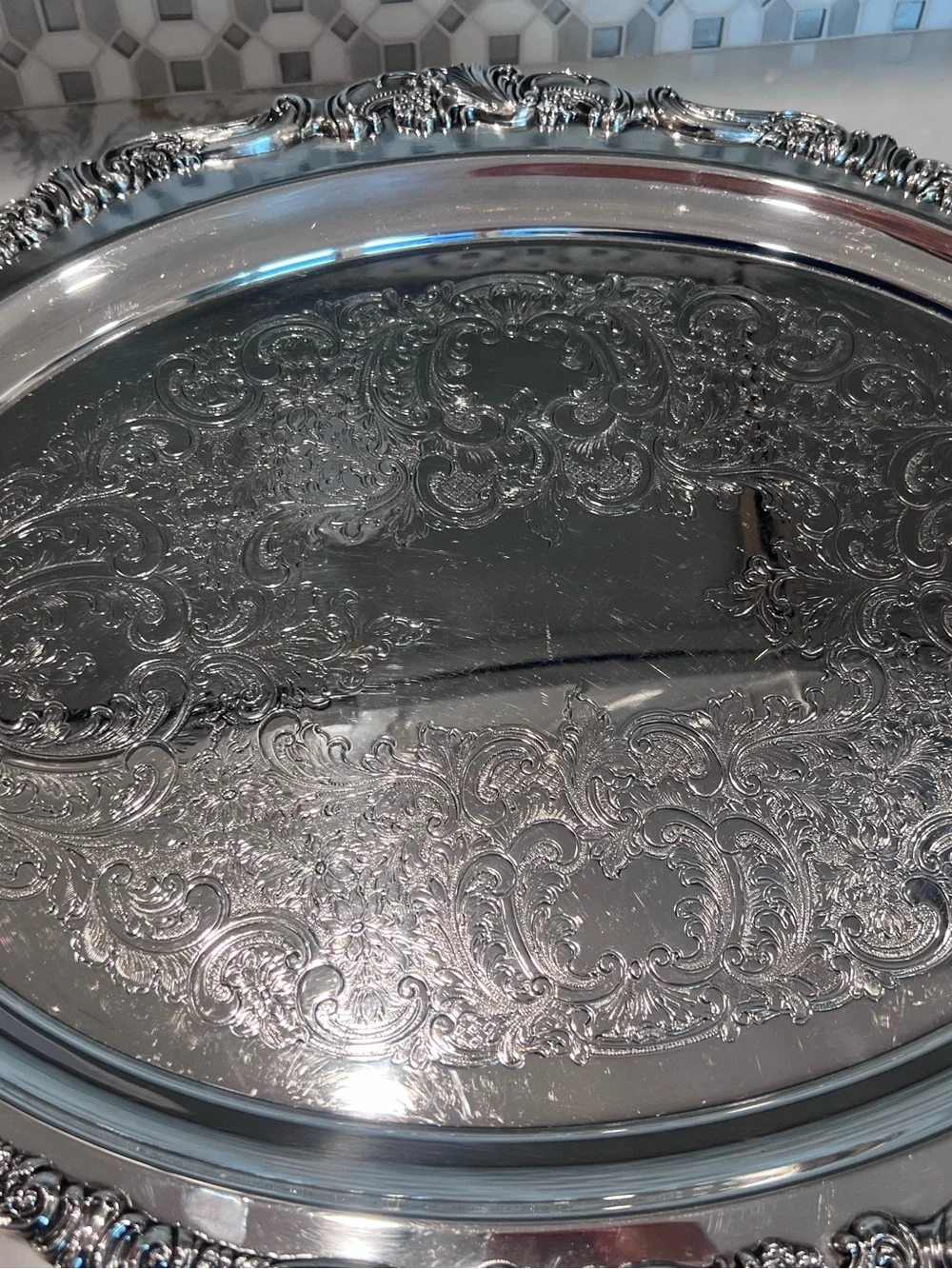 Baroque By Wallace Silver-plate 4-Piece Tea/Coffee Set w/ Tray  Vintage